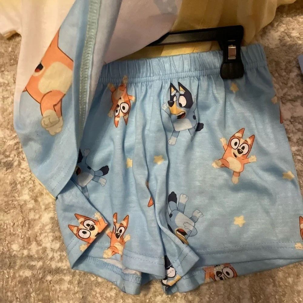 Bluey Kids Pajama Set - Yellow and Blue with Characters size S 6/6X-NWT